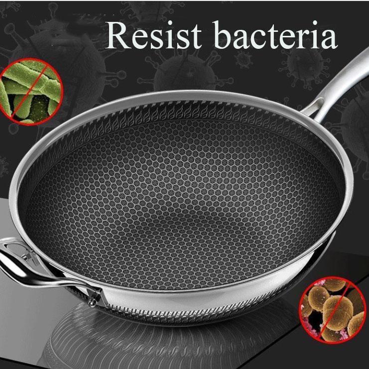Сковорода из нержавеющей стали 316, 32-34 см, без покрытия, без маслянистого дыма, с антипригарным покрытием, сковорода для блинов, домашняя сковорода для приготовления пищи