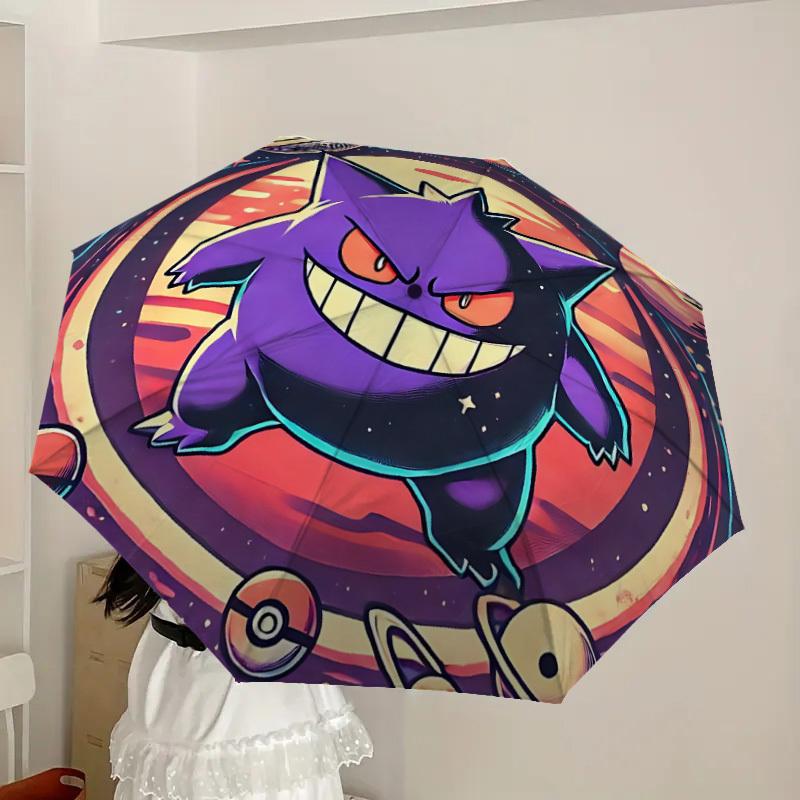 1 шт. Автоматический складной зонт Gengar Galaxy - Компактная конструкция с 8 спицами, Прочный пластик и железо, Легкий для ежедневного использования на улице, a0929192