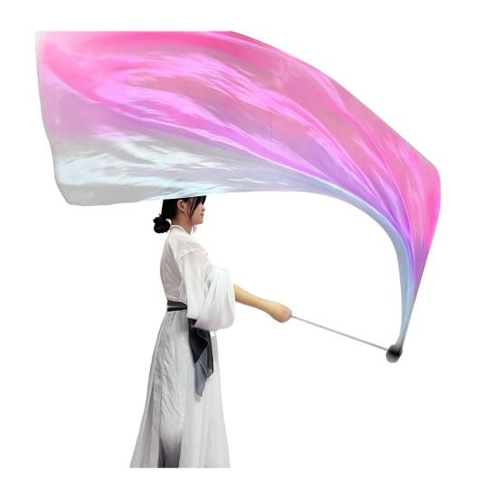 Пои для танца живота Вуаль из искусственного шелка Шар для пои Метательные шары Шарф Пои Лента Стример Разноцветная шелковистая лента