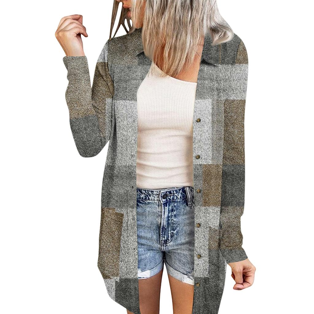 Women's Casual Fashion Floral Print Long Sleeve Mid-Length Cardigan Jacket