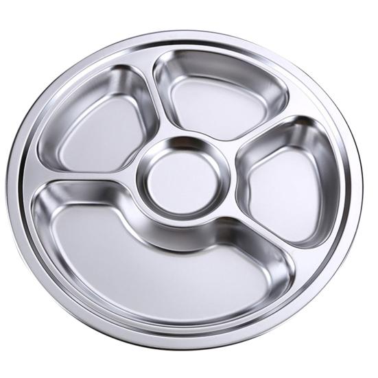 Обеденная тарелка безопасная многоразовая посудомоечная машина большая вместимость столовая посуда нержавеющая сталь 2/3/4/5/6 секций круглая