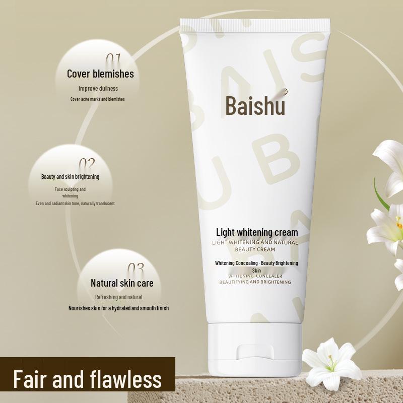 Крем для осветления кожи Bai Shu Brightening Bare Skin Cream: Легкий, Водонепроницаемый, Защита от пота, Осветляющий, Ниацинамид, Освежающий, Полупрозрачный, Для всего тела.