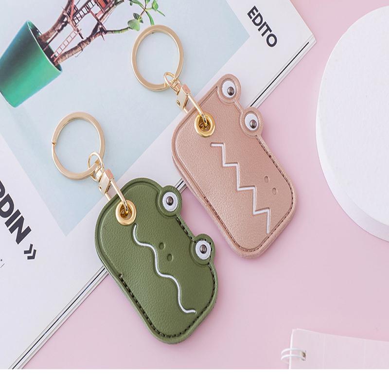 Leather Strawberry Lemon Keychain Case Holder  Women Car Key Ring Charm Bag Car Pendant Gift Anti-Lost Pet Dog Cat Collar