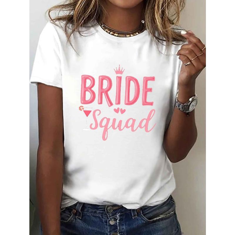 Женская футболка BRIDE Squad Повседневная с круглым вырезом с коротким рукавом Весна Лето Топ
