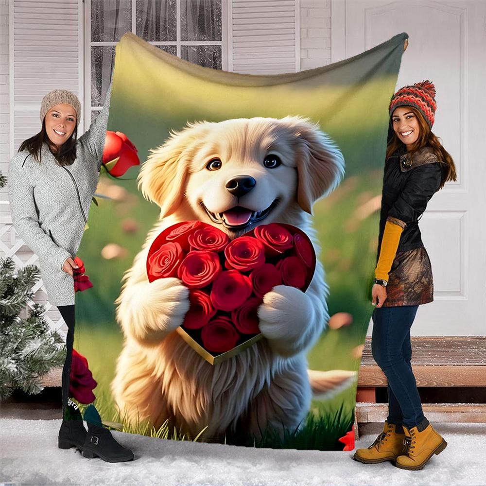 1pc Golden Retriever Outdoor Blanket, Soft And Comfortable Blanket, Casual Warm Outdoor Blanket, Camping Travel Blanket yy251201121