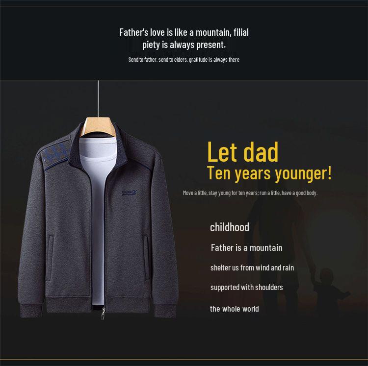 Мужской спортивный хлопковый комплект Woodpecker: Повседневная куртка для бега для людей среднего и пожилого возраста на весну, осень, зиму.