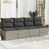 VidaXL 4-seater Garden Sofa with Grey Cushions Braided Resin 366116