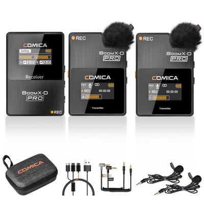 Беспроводная микрофонная система COMICA Pin Microphone Wireless PRO Встроенный микрофон с передачей на расстояние до 200 м с шумоподавлением Микрофон с всенаправленной видеосъёмкой онлайн
