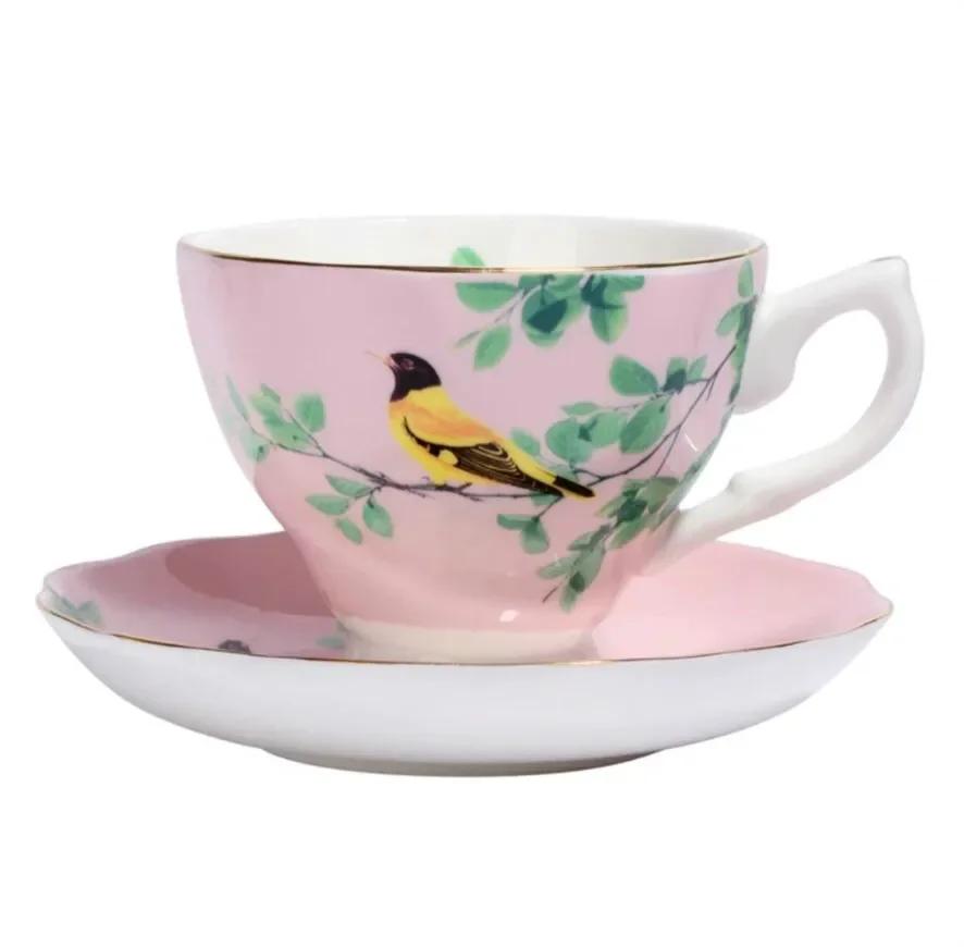 Bone China Coffee Cup Spoon Saucer Set English Afternoon Tea Cup Coffeeware 170ml Porcelain Cup and Saucer for Coffee