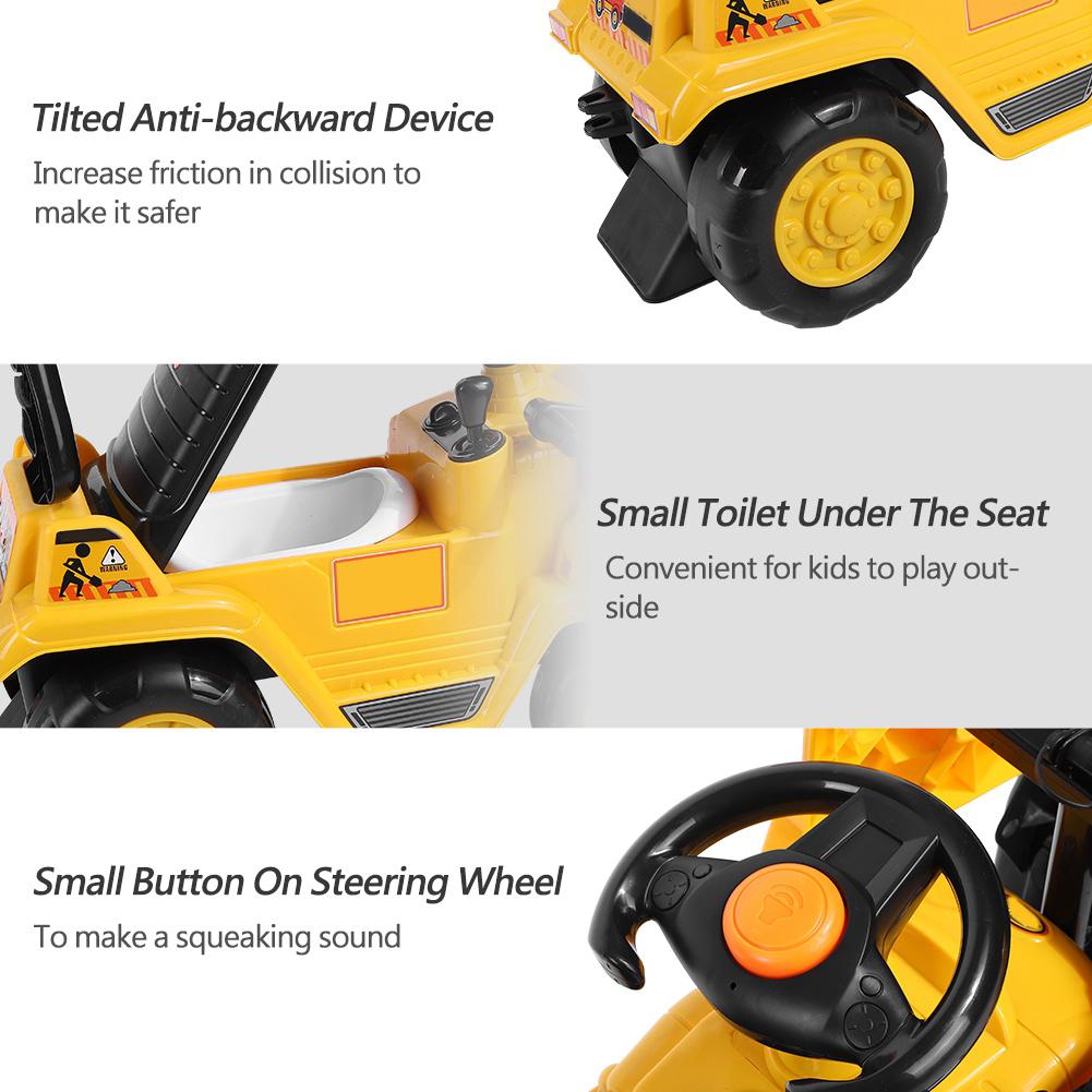 Children Ride On Digger Excavator Truck Vehicle Kids Push Along Toy Car To Play Games