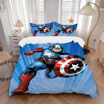 Captain America Shield Print 3Pcs Bedding Setduvet Cover With 2 Bedropillowcase Home Birthday Gift