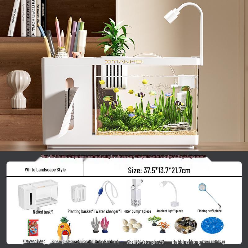 Многофункциональный Экологический Аквариум: Креативный настольный аквариум-салфетница для ландшафтного дизайна гостиной