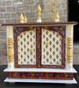 Embossed Painted Wood Mandir: Antique Finish Wall Shrine