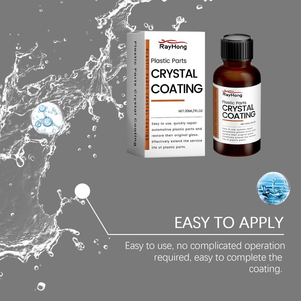 Rayhong Car Plastic Parts Crystal Coating 30ml with Sponge, Plastic Restorer & Ceramic Coating for Automotive Interior & Exterior