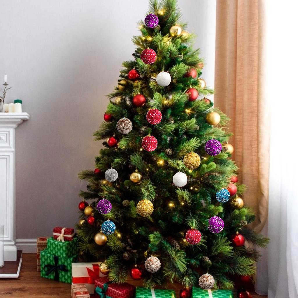 8cm Pearl Sequin Christmas Ball Xmas Tree Decoration Ornament Colorful Bauble
