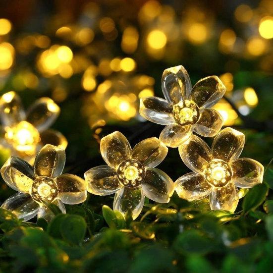 7m IP65 Waterproof Fairy Solar Sakura String 50LEDs Lights Garden Party Decor