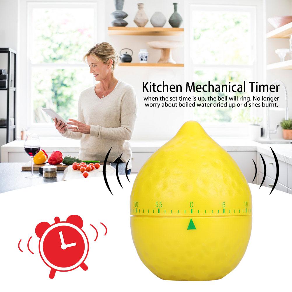 Kitchen Mechanical Timer Manual Lemon Shape Counters for Home Cooking Timing Tool