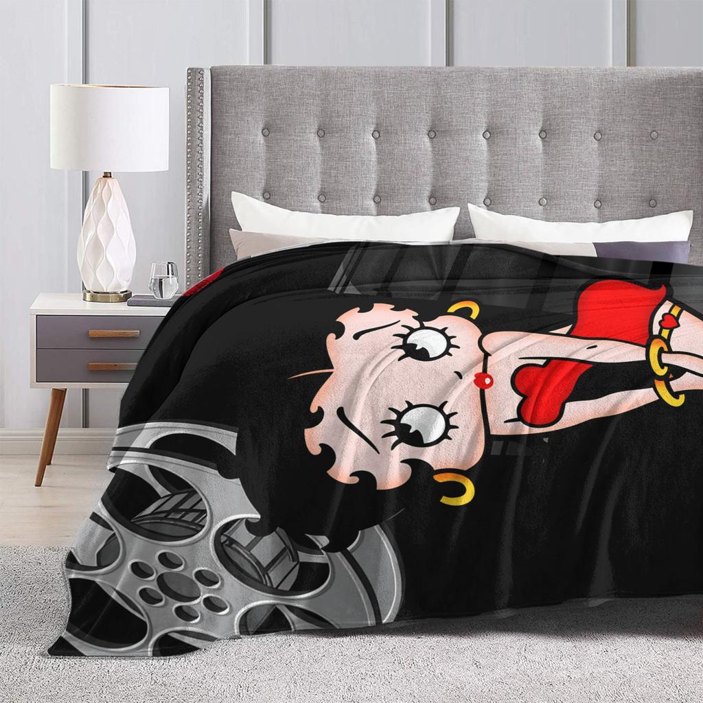 Warm Blanket Airplane Travel B-Bettys Boops Bedding Throws Flannel Bedspread For Home Decor Graphic Sofa Bed Cover