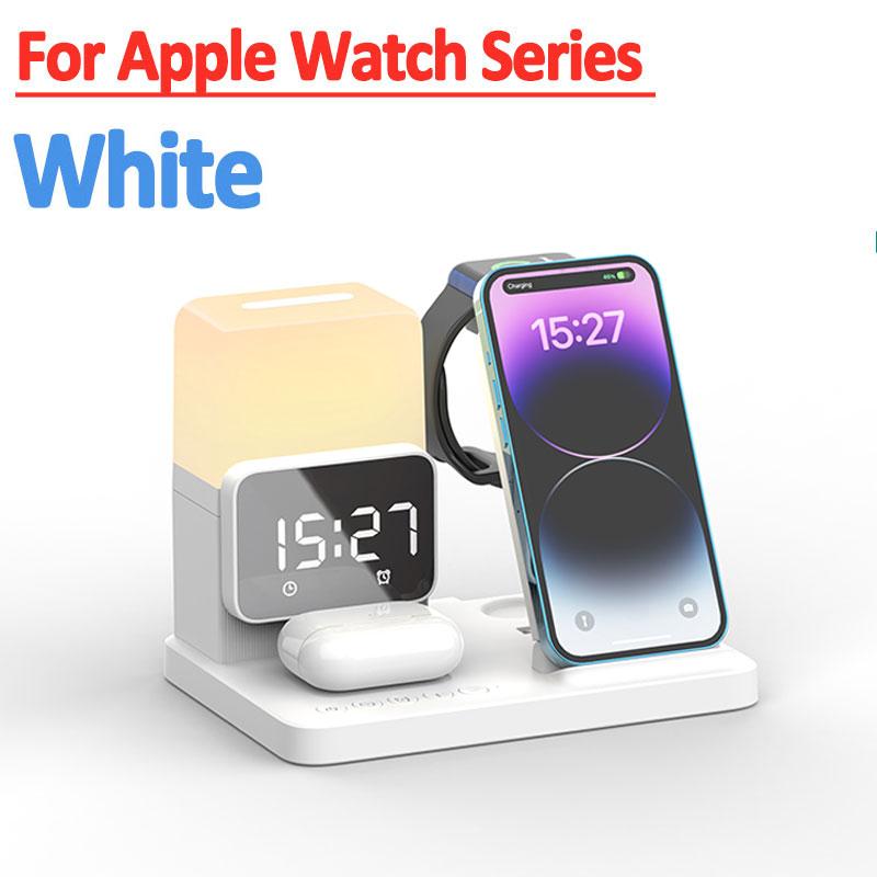 Складная подставка для беспроводного зарядного устройства 6 в 1, лампа-будильник, док-станция для быстрой зарядки для iPhone 14, 13, 12 X Pro Max Airpods Pro iWatch