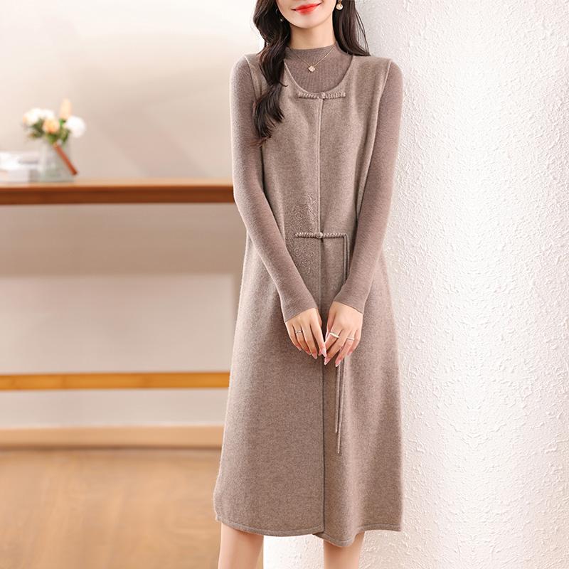 Женское кашемировое платье Qinghe кашемир 30% кашемир 70% шерсть осенне-зимняя кашемировая юбка мягкая и теплая