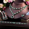 Heavy Industry Design Emerald Necklace Earrings Ring Bracelet Four-Piece Micro Zircon Bridal Wedding Accessories