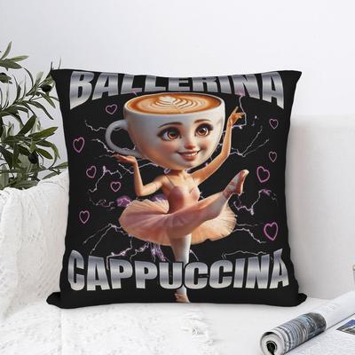 Наволочка для подушки с принтом, смешной мем Ballerina Puccino, итальянский Brainrot, декоративная наволочка для подушки, чехол для подушки, домашняя квадратная