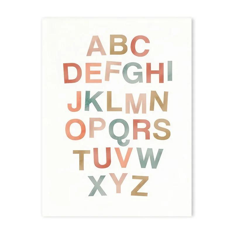 Cartoon Rainbow Elephant Lion Zebra Animal Posters Nursery Letter Wall Art Canvas Painting for Baby Bedroom Kids Room Decoration