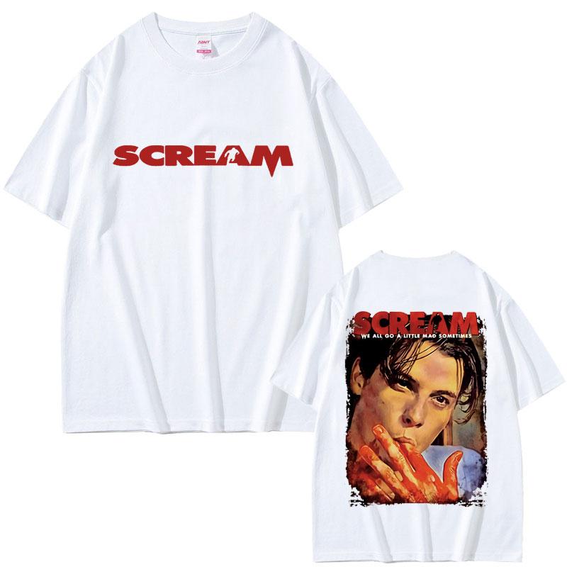 90s Horror Movie Scream Vintage Graphic Tshirts Billy Loomis Print Tshirt We All Go A Little Mad Billy Halloween Men T Shirts