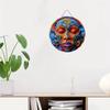 Wood Unique African Mask Circular Wooden Sign with Artistic Design, Suitable for Door, Wall, Home, Room, Farmhouse, Street, Shop, Garage, Bar, Garden