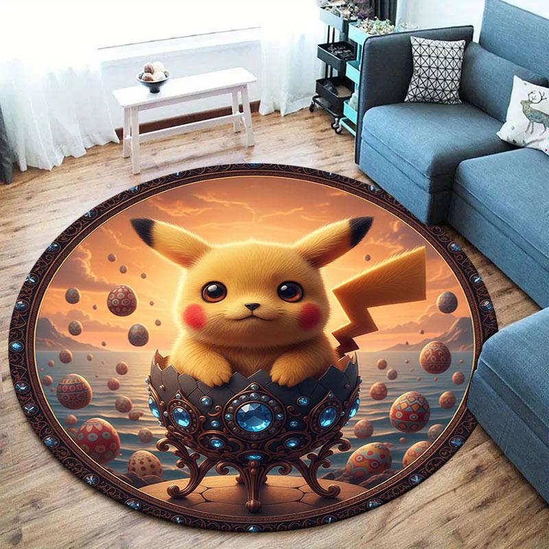 CartoonEaster Round Area Rug,Carpet Rug for Living Room Bedroom Sofa Playroom Decor,Non slip Floor Mat