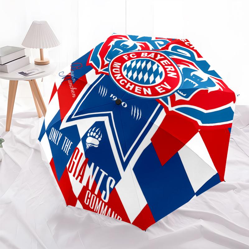 Printed FC Bayern München logo Printed Folding Umbrella,Outdoor,Leisure,And Travel Umbrella,Durable Umbrella Fabric,Birthday And Holiday Gift