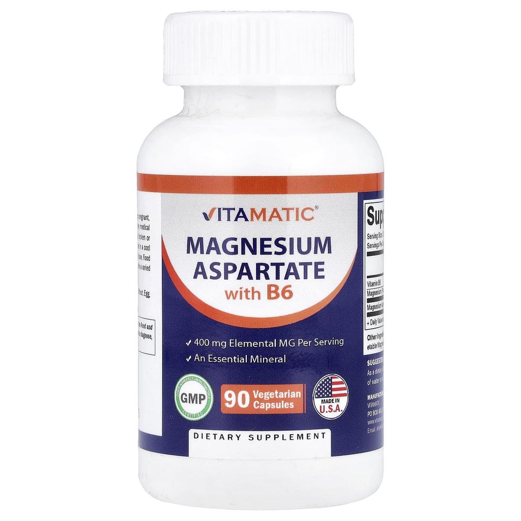 Vitamatic Аспартат Магния, B6, 90 Вегетарианских Капсул