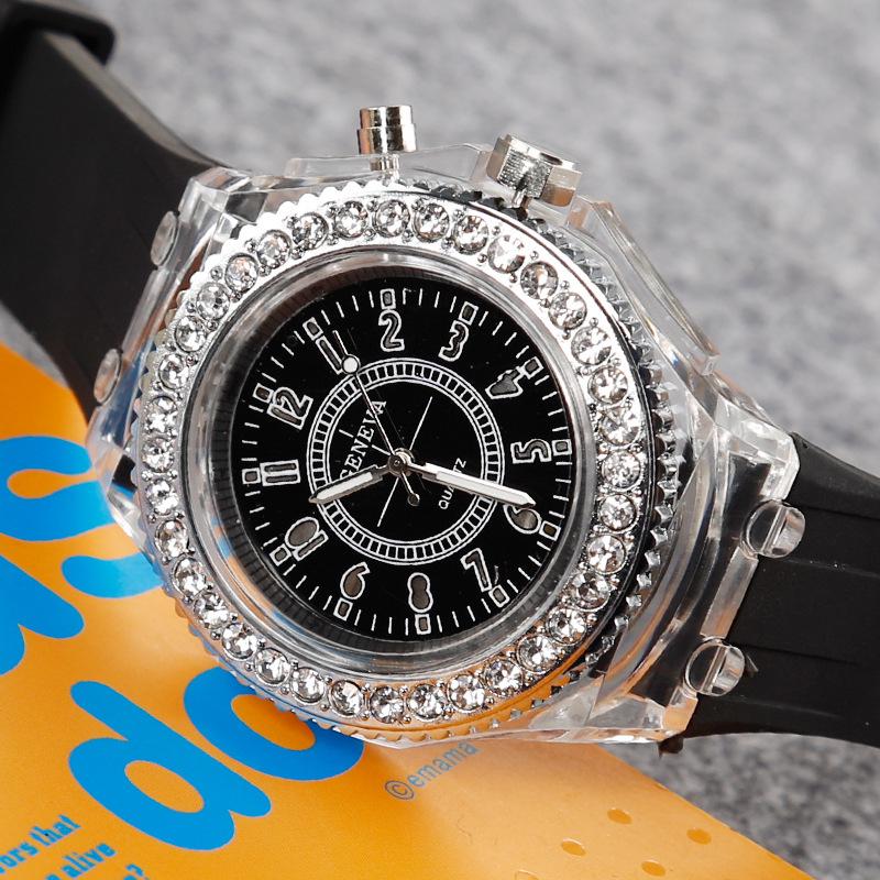 Fashion Rhinestone LED Luminous Watch for Women Outdoor Sports Digital Woman Wirstwatch Clock