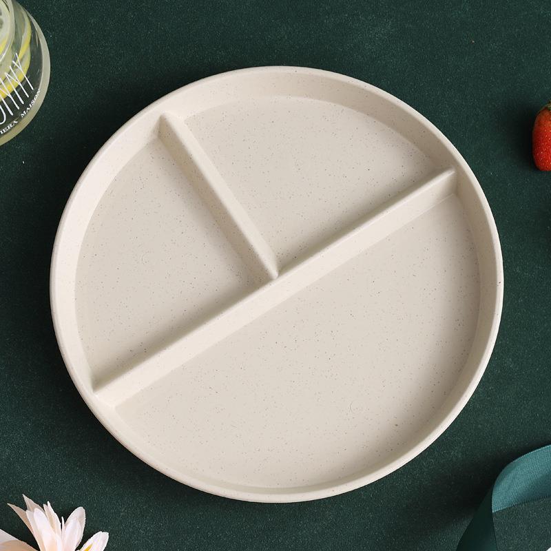 MIT Eco-Friendly Wheat Straw Divided Plate Fruit Salad Food Tray Dinner Plate Compartment Plate Kitchen Dinnerware Plates