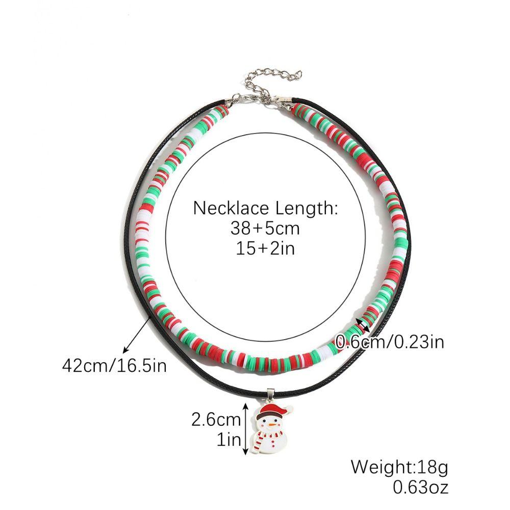 Cartoon Double Layer Christmas Necklace Santa Christmas Tree Rice Beaded Chain Jewelry Accessories Gingerbread Man