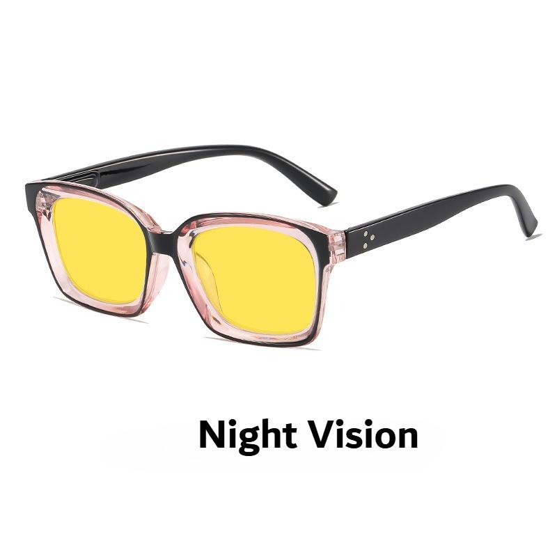 New Retro Night Vision Anti Blue Light Glasses Men‘s High Quality Square Frame No Diopter Reading Glasses with Orange Lenses