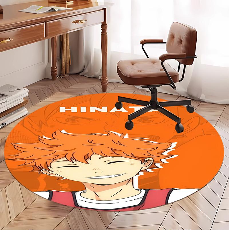 Haikyu Pattern Round Rug, Indoor/Outdoor Mat, for Picnic, Gameroom, Bedroom, Office, Living Room, Home Decor Carpet, Birthday Gift