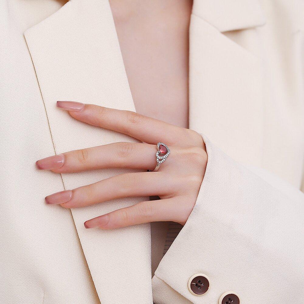 Light Luxury Rose Gold-Plated High-End Diamond Ring, Fashionable And Simple Opening Adjustable Ring, Love Zircon Ring.