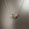 Colored Zircon Zircon Flower Necklace Geometry Design Luxury Jewelry  Women's Jewelry