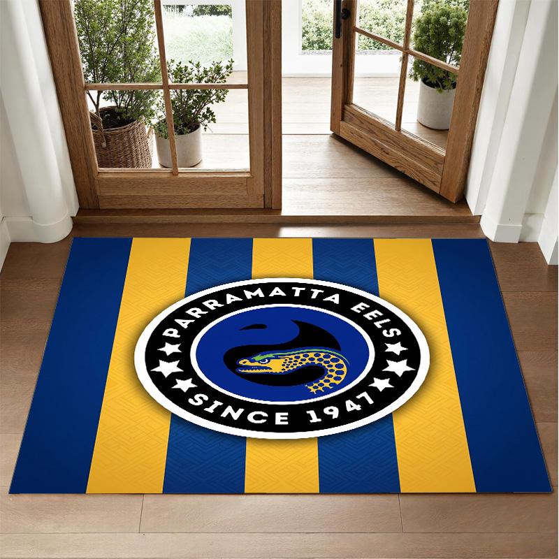 Parramatta Eels Design Crystal Velvet Rug Soft Decorative Mat for Bedroom Entrance