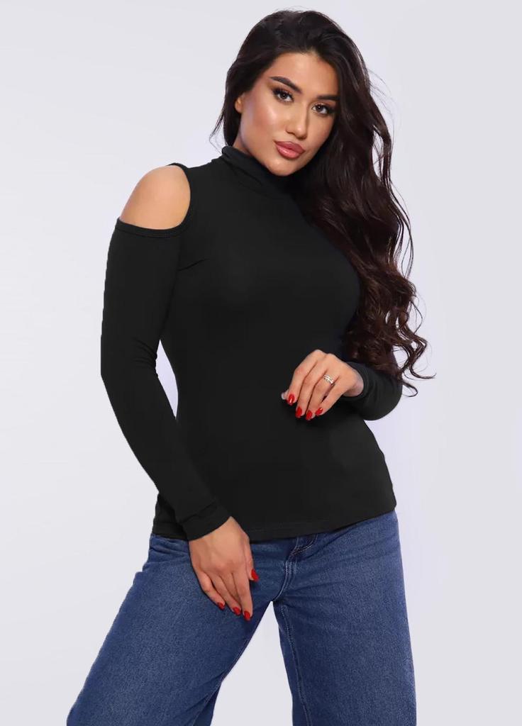 Лонгслив хлопковый с открытыми плечами