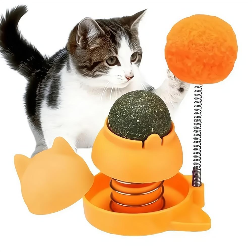 Natural Catnip Cat Rotatable Catnip Spring Ball Toys Clean Mouth Promote Digestion Pet Cat Toys
