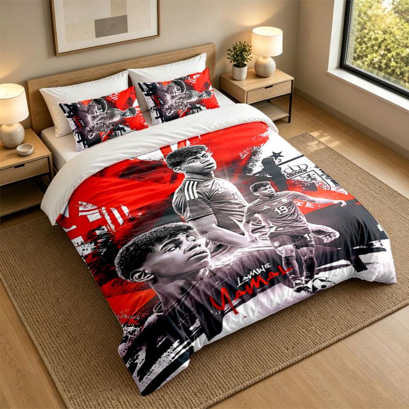 3Pcs Bedding SetLamine Yamal Soft Bed Sheet and Two Pillowcases Home Bedroom Decor