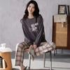 Cute Cartoon Long Sleeve Pajama Set Polyester Lounge Wear For Teen Girls