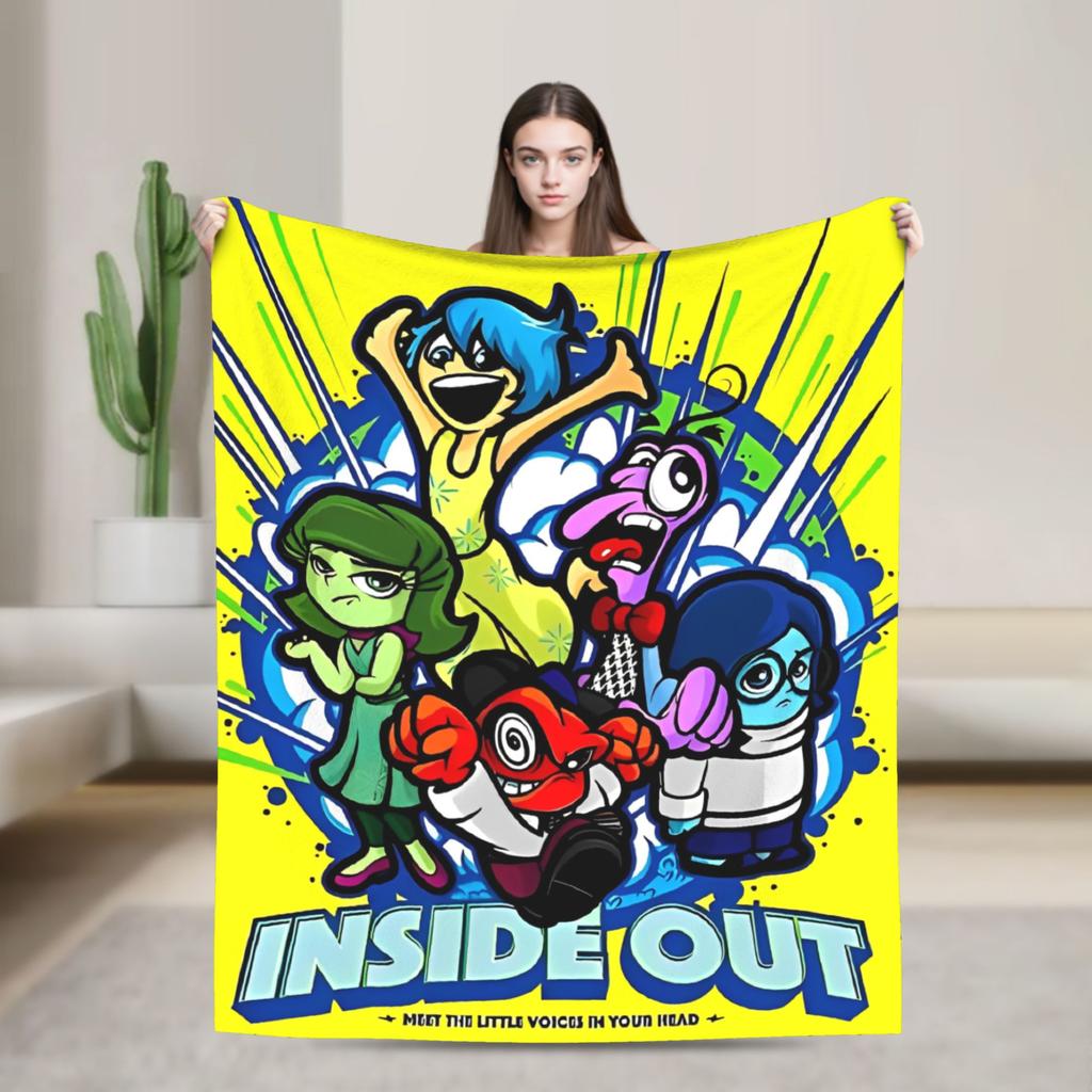 Inside Out 2 Cartoon Blanket Travel Office Flannel Throw Blanket For Outdoor Super Warm Custom Quality Bedspread