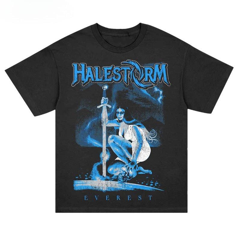 Halestorm Storm Band Hard Rock Punk American Vintage Streetwear Loose Cotton ShortSleeved Mens TShirt