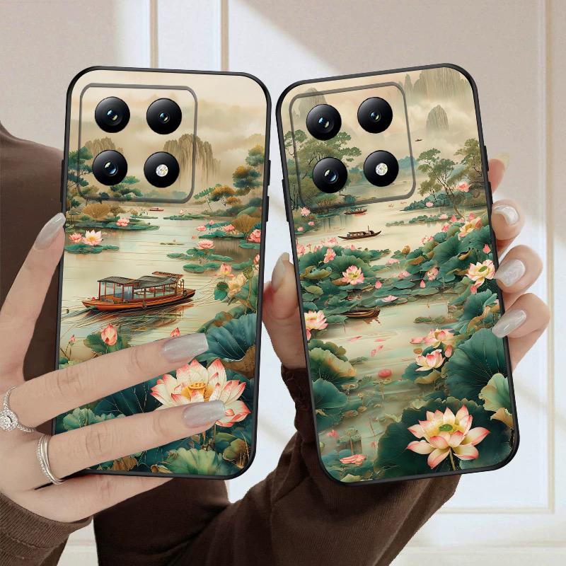 Корабль и Красный Лотос Для Xiaomi Poco X7 M7 Pro 5G M5 X4Pro 4 M6 4G C65 C75 F6 F5 X6 5 7 X5 F7 Ultra M5S M4Pro 5G мягкий чехол для телефона