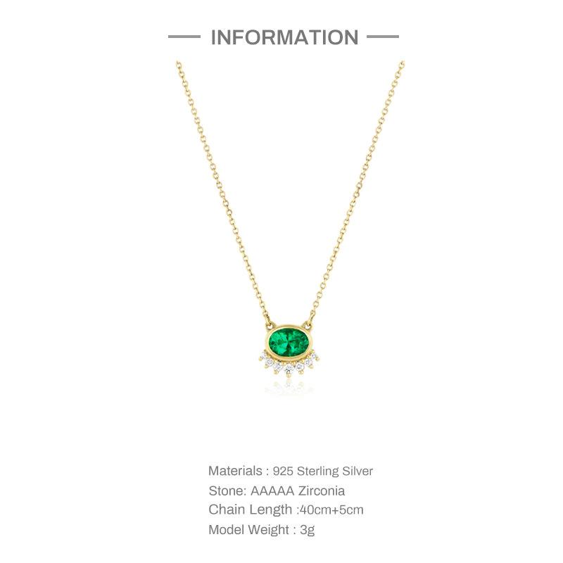 Trendy S925 Sterling Silver Fashion Egg-Shaped Zircon Pendant Exquisite Exquisite Collarbone Chain Necklace