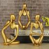 Decorative Abstract Thinker Men Statue Set Of 3 Modern Art Showpiece