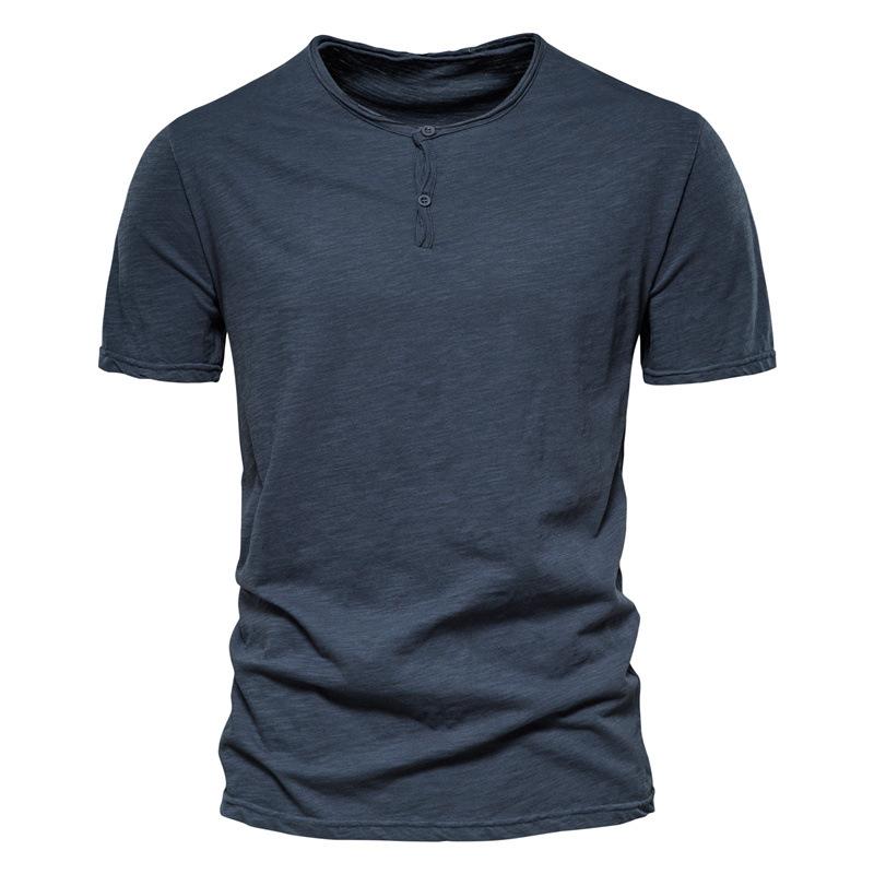 Summer Solid Color Short-sleeved Men's Casual Slim Round Neck Cotton T-shirt